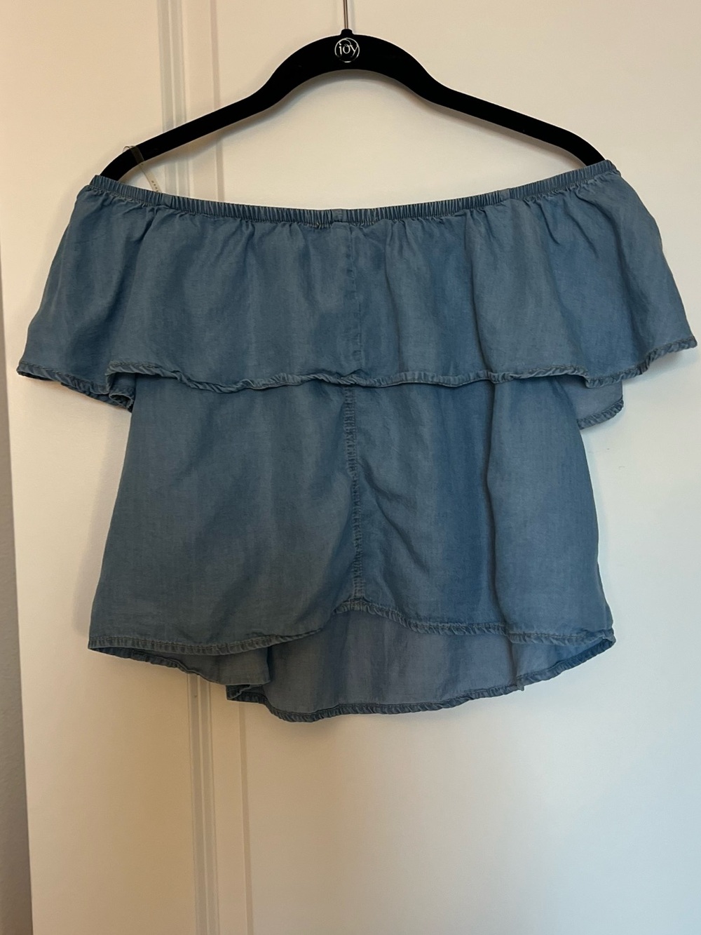 Off-Shoulder Chambray Ruffle Top - Picture 2 of 2